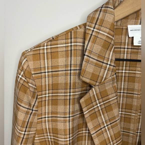 Melrose and Market Plaid print notched lapel one button Women's Blazer medium - Picture 7 of 12